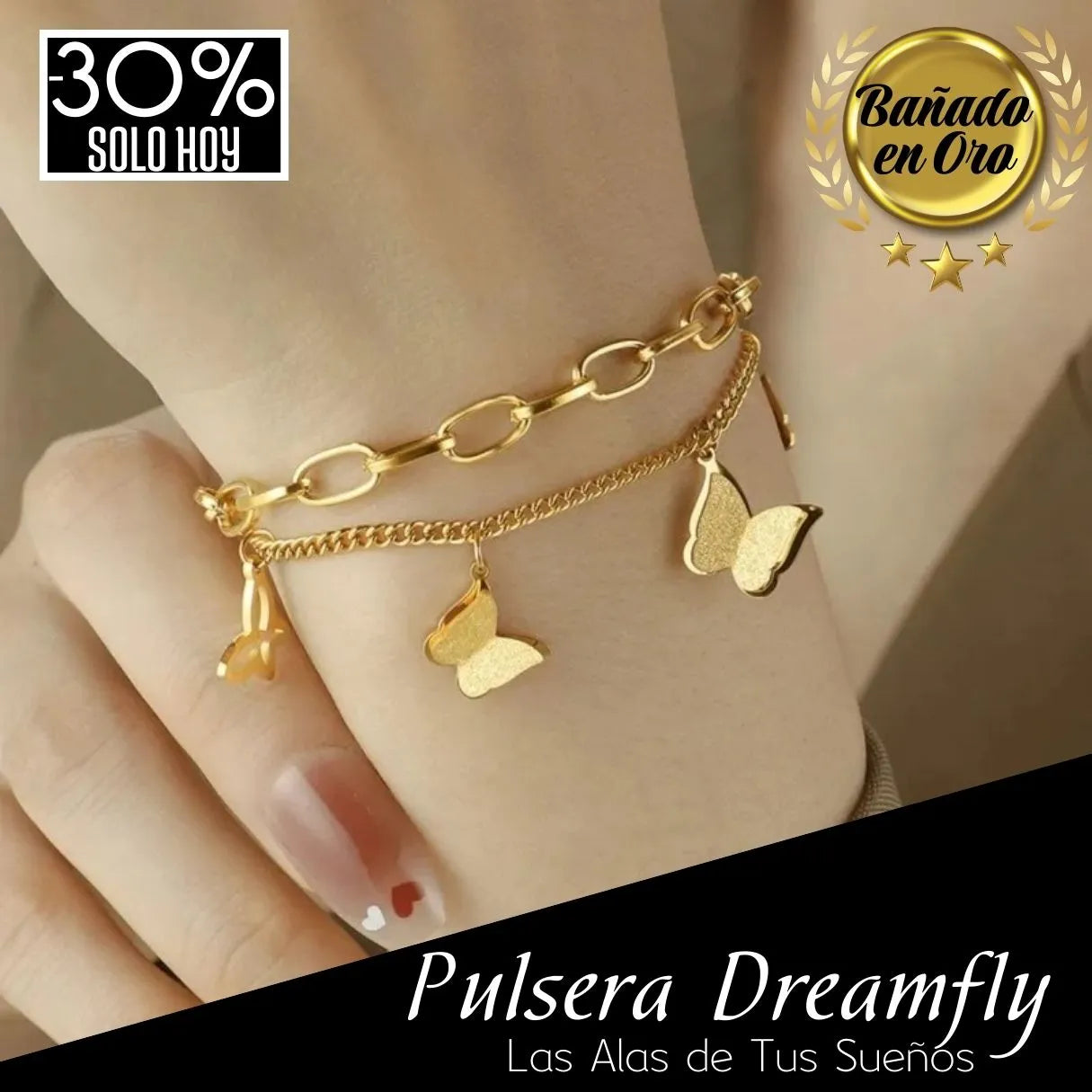 🔥Ultimas🔥 Pulsera Dreamfly - Bañado en Oro 18K